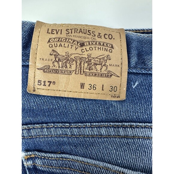 Vintage Levi's Saddleman Boot Cut Jeans Men's 20517 0217 36x27 Orange Tab 517 - Picture 5 of 16